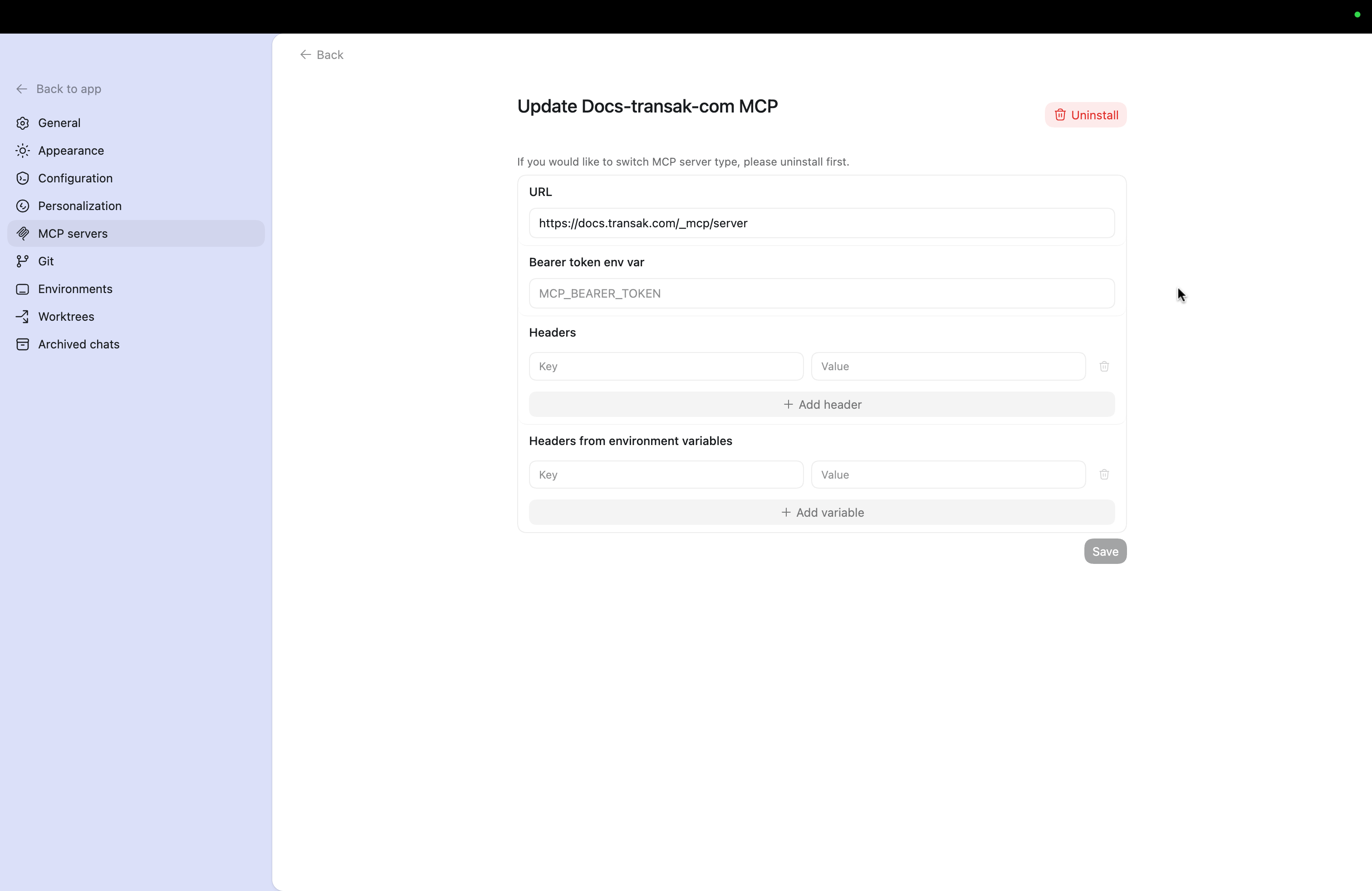 Add the Transak MCP server